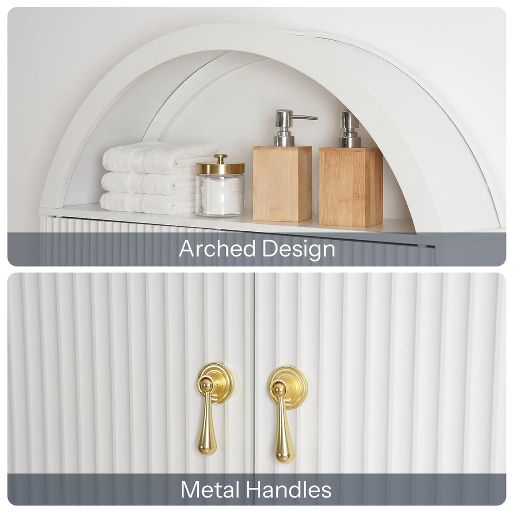 White Over the Toilet Storage Cabinet with Adjustable Shelf X598
