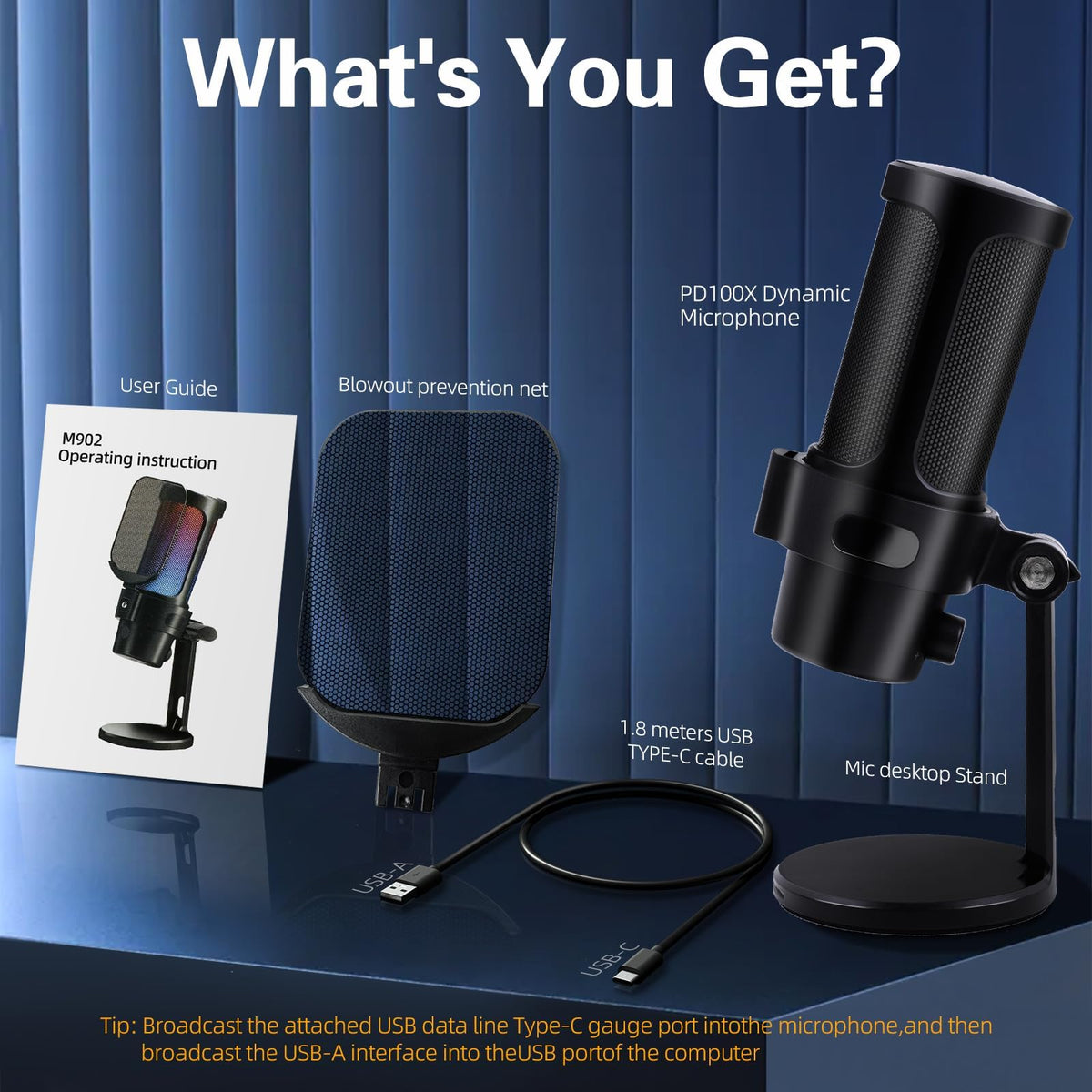 USB Condenser Microphone with Quick Mute, Pop Filter, Shock Mount S296