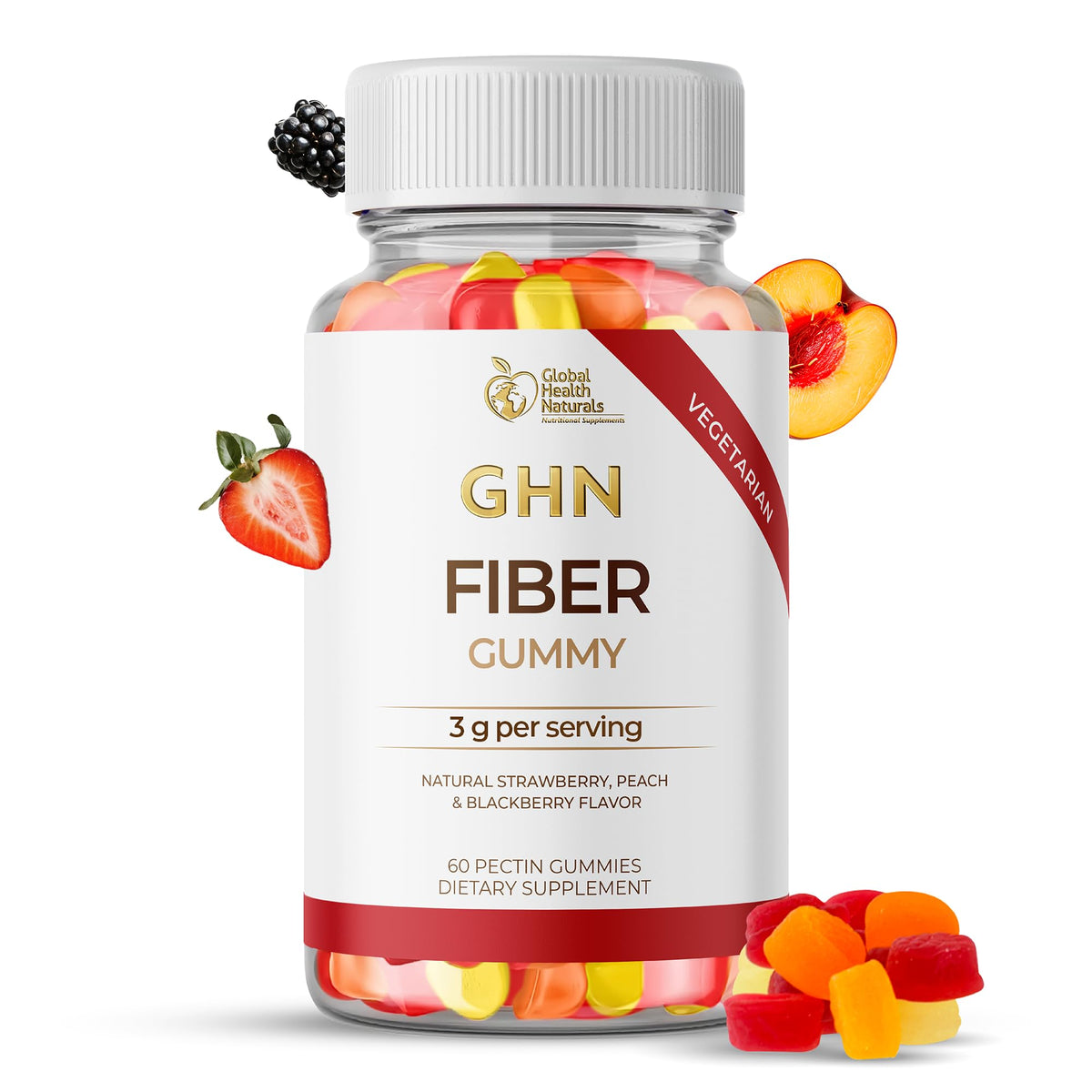 Vegan Fiber Gummies 3g Prebiotic Inulin Non-GMO Gluten-Free 30 Servings Y333190