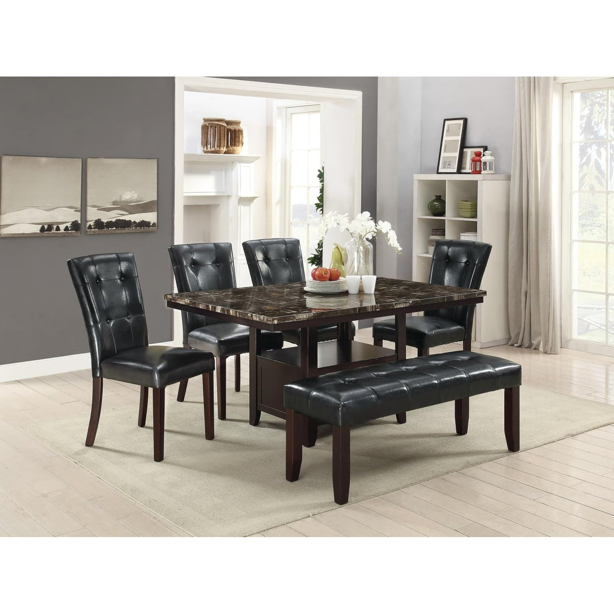 Black Faux Leather Tufted Parson Chairs Set of 2 A9094