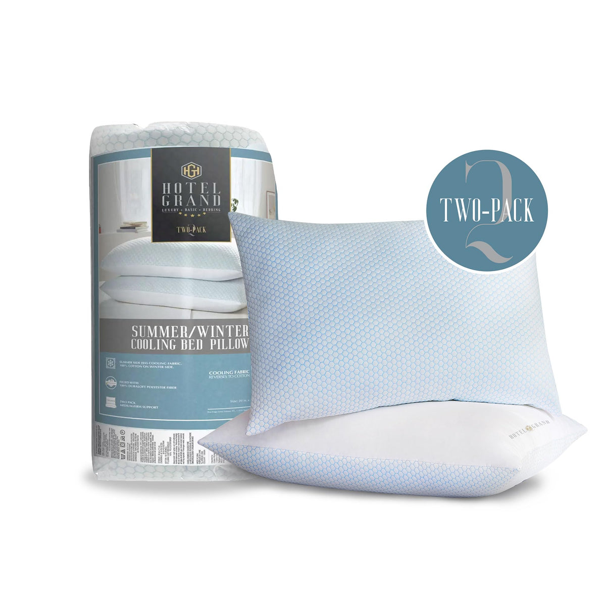 Cooling Soft Low-Profile Pillow King Size Set of 2 R675