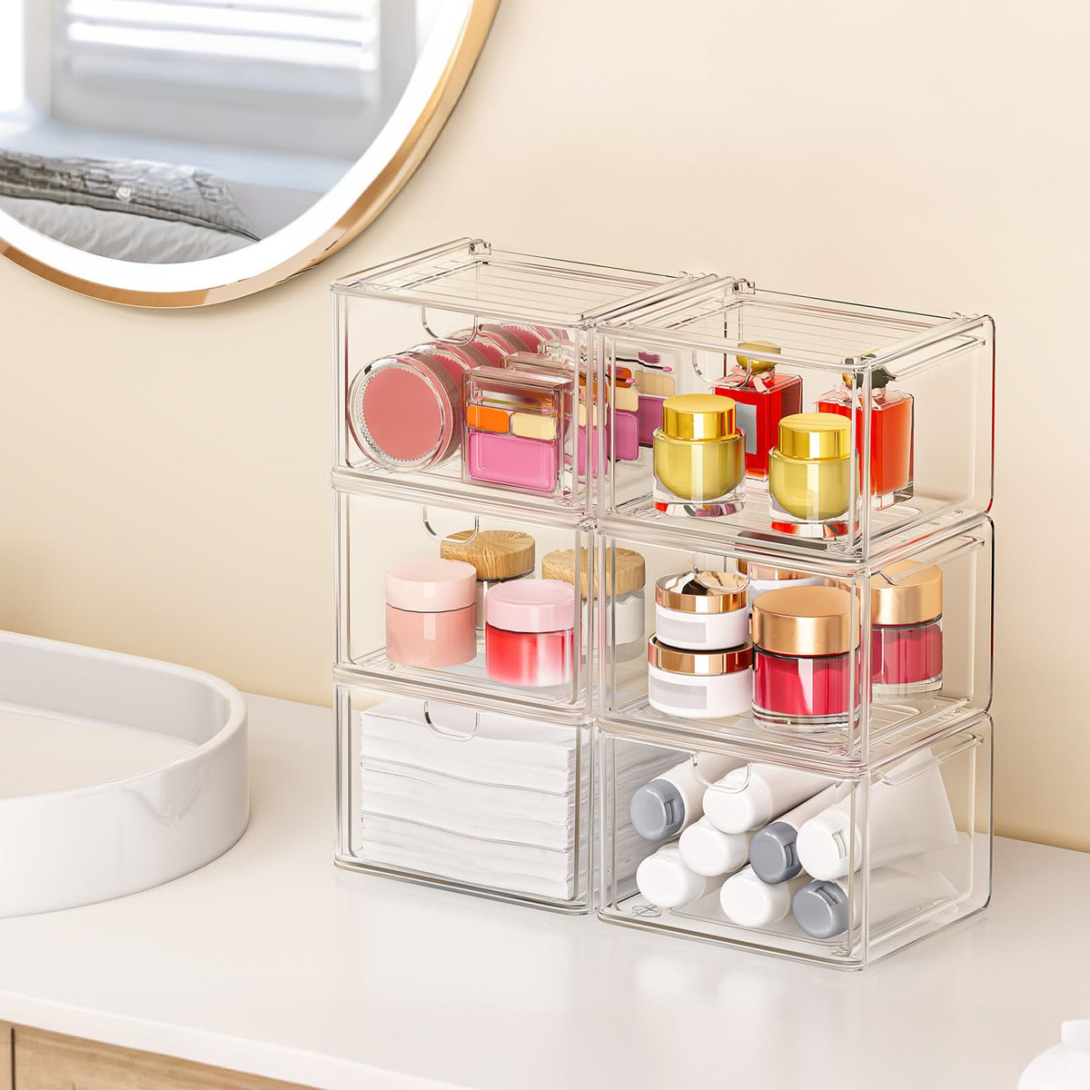 Acrylic Stackable Storage Drawers 6-Pack N79784