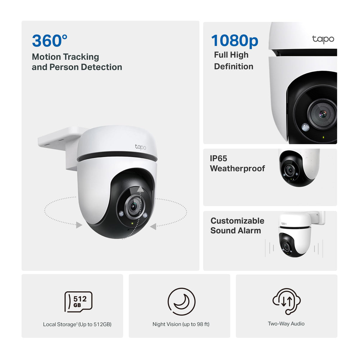 1080P Outdoor Wired Pan/Tilt Security Camera C96647