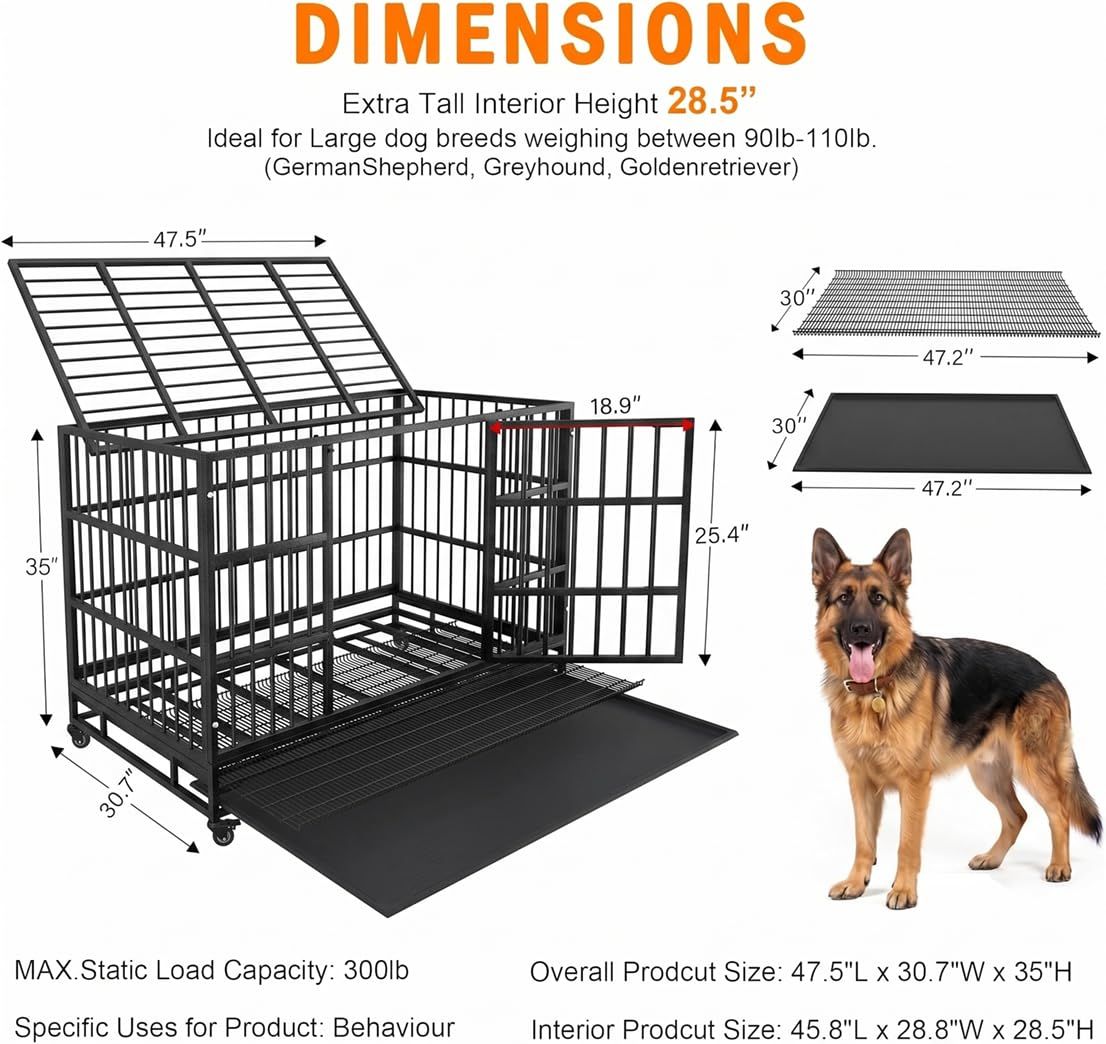48" Heavy Duty Dog Crate V8771
