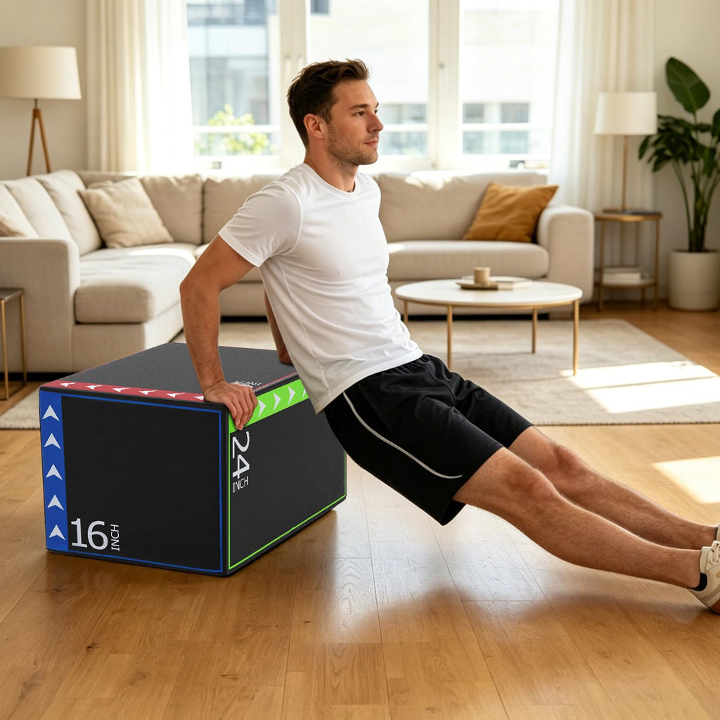 3 in 1 Plyometric Jump Box with Non-Slip PU Cover K798393