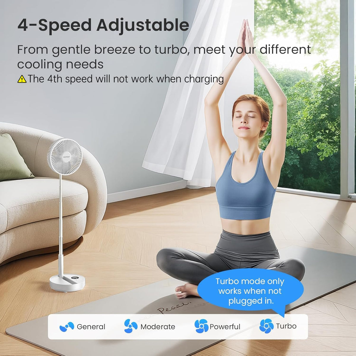 Portable Rechargeable Oscillating Standing Fan Q562