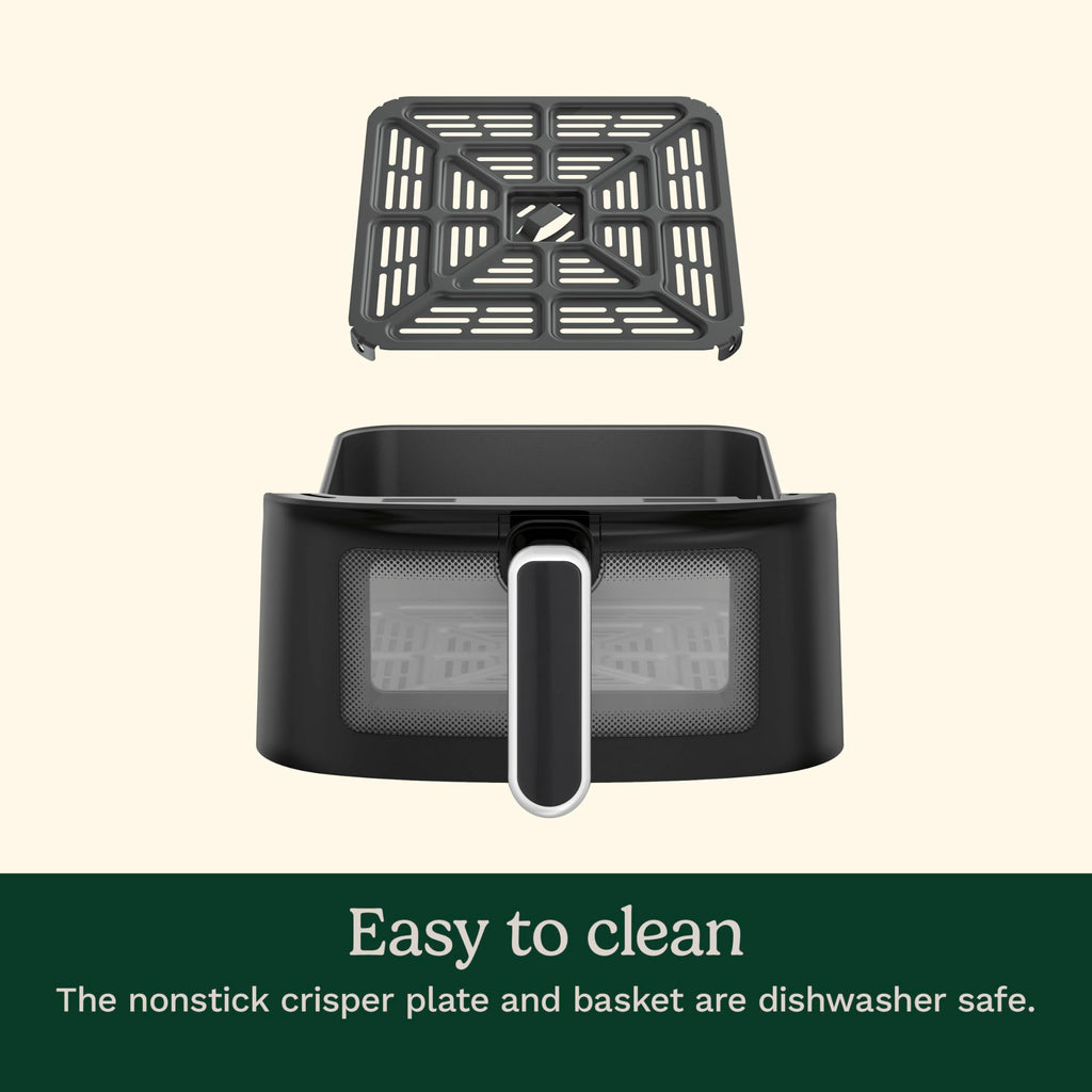 6-Quart Air Fryer with 5 Cooking Functions, Stainless Steel & Black Y400