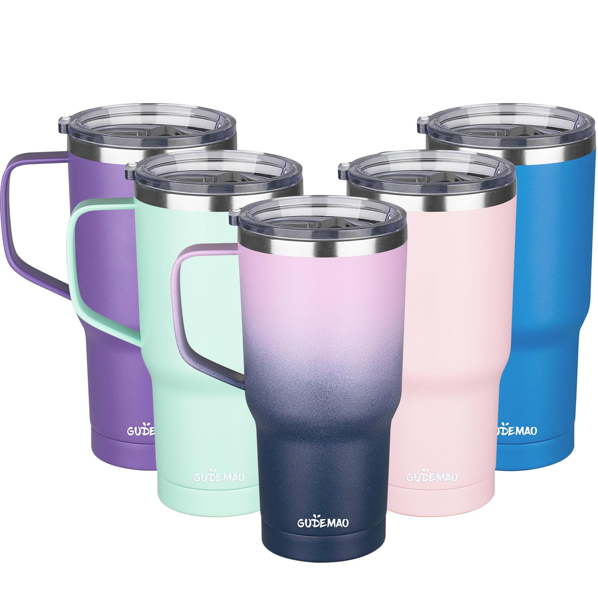 20 oz Insulated Stainless Steel Travel Mug with Handle Lid and Straw T179