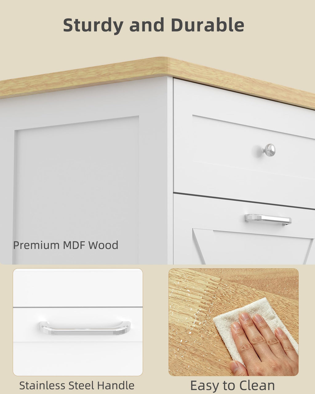 2x10 Gallon Tilt Out Trash Cabinet with Hideaway Drawers, White O453
