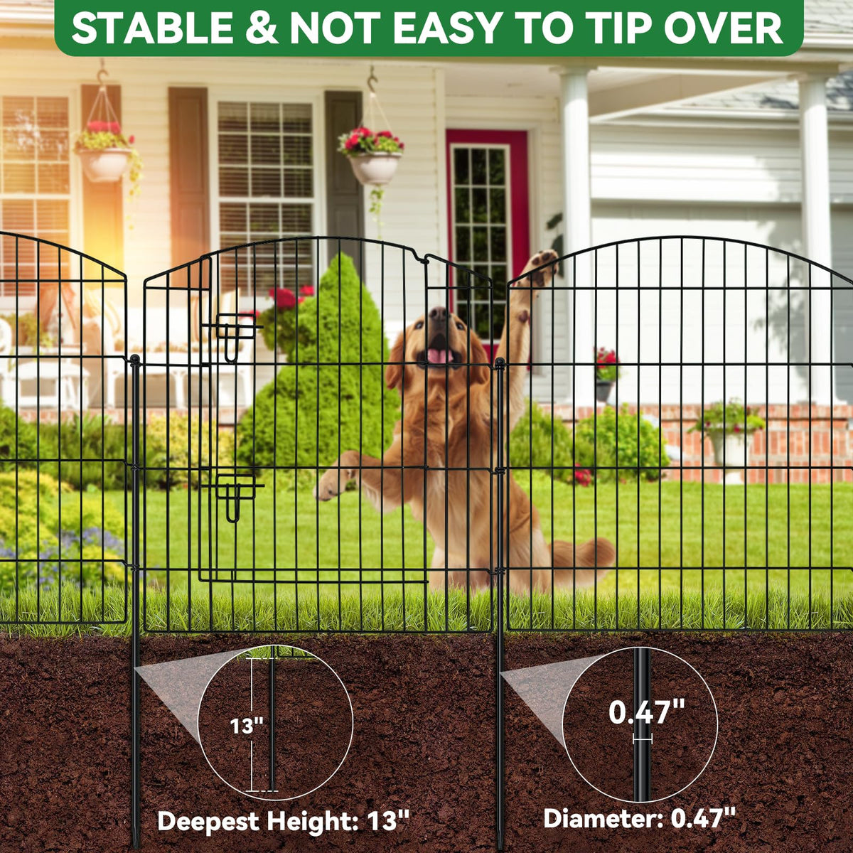 10 Panel No Dig Garden Fence with Gate Q51551