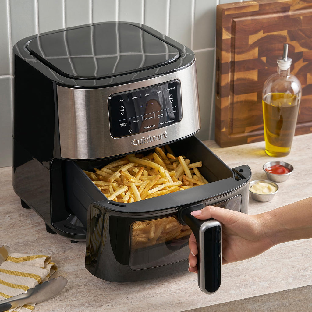 6-Quart Air Fryer with 5 Cooking Functions, Stainless Steel & Black Y400