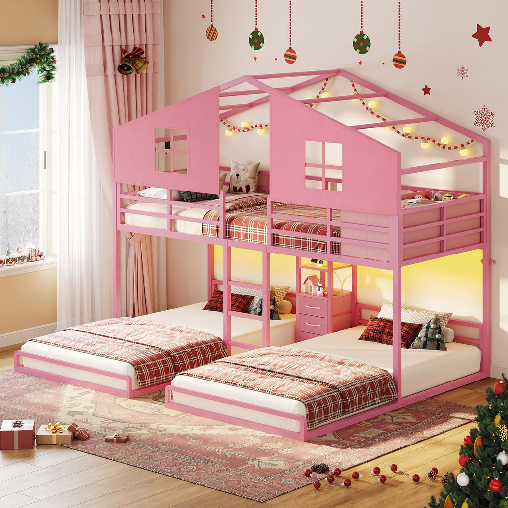 Triple Bunk Bed Twin Over Twin with Storage Q101
