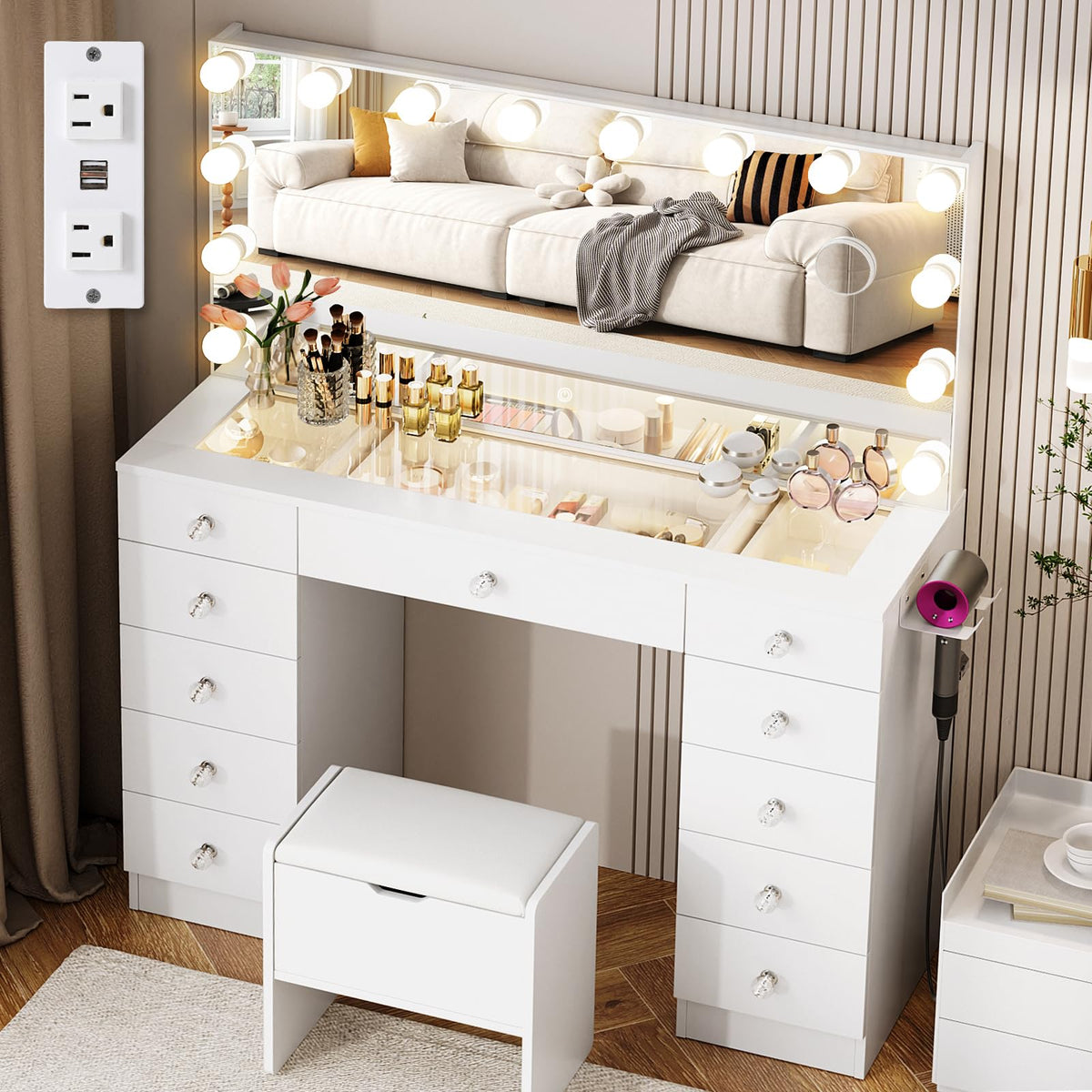 Vanity with Lighted Mirror F8138
