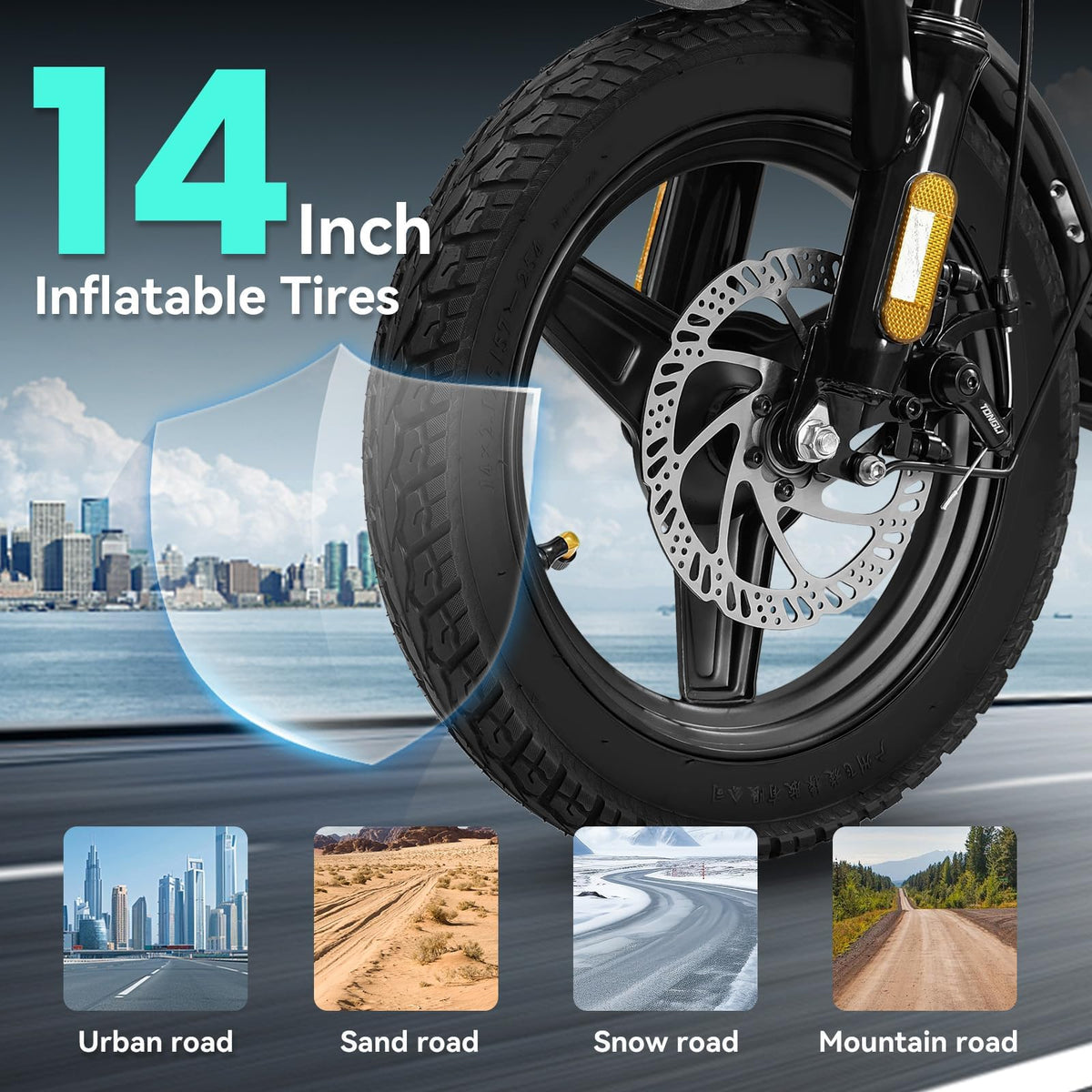 Electric Bike 1200W Peak Motor 20-28MPH 32 Miles Range Removable Battery L477