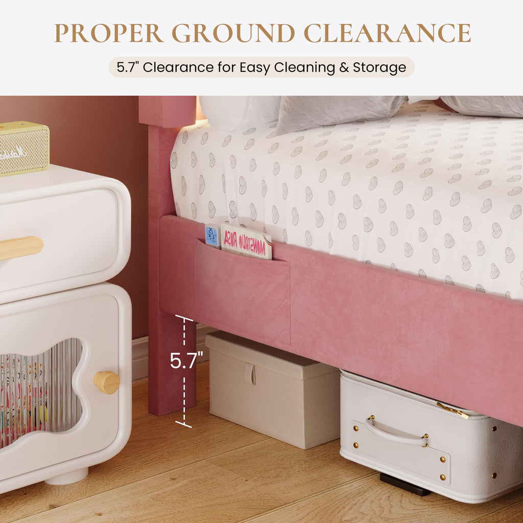 Twin Size Bed Frame with LED Lights and Storage Drawer F139364