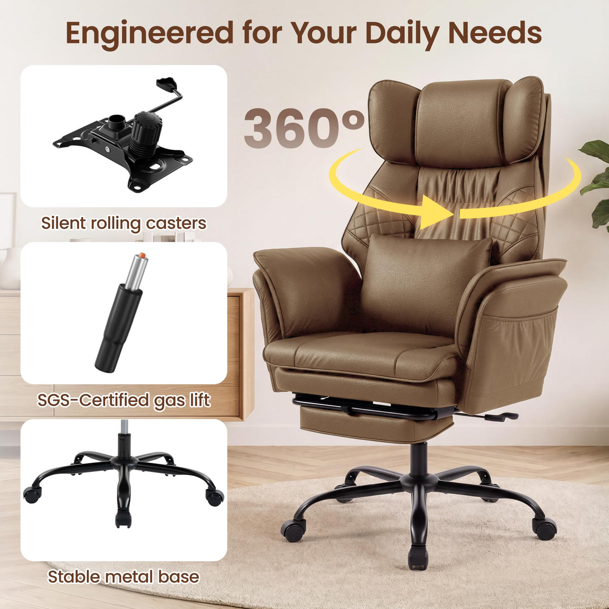 3D Kneading Massage Office Chair with Footrest P980