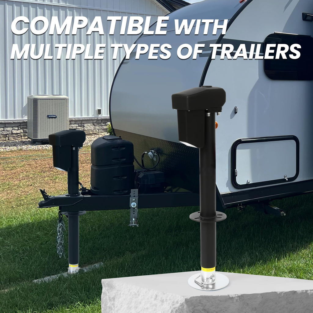 12V Electric Tongue Jack 4000lb A-Frame Heavy Duty Trailer Jack with Drop Foot & LED Light B2139