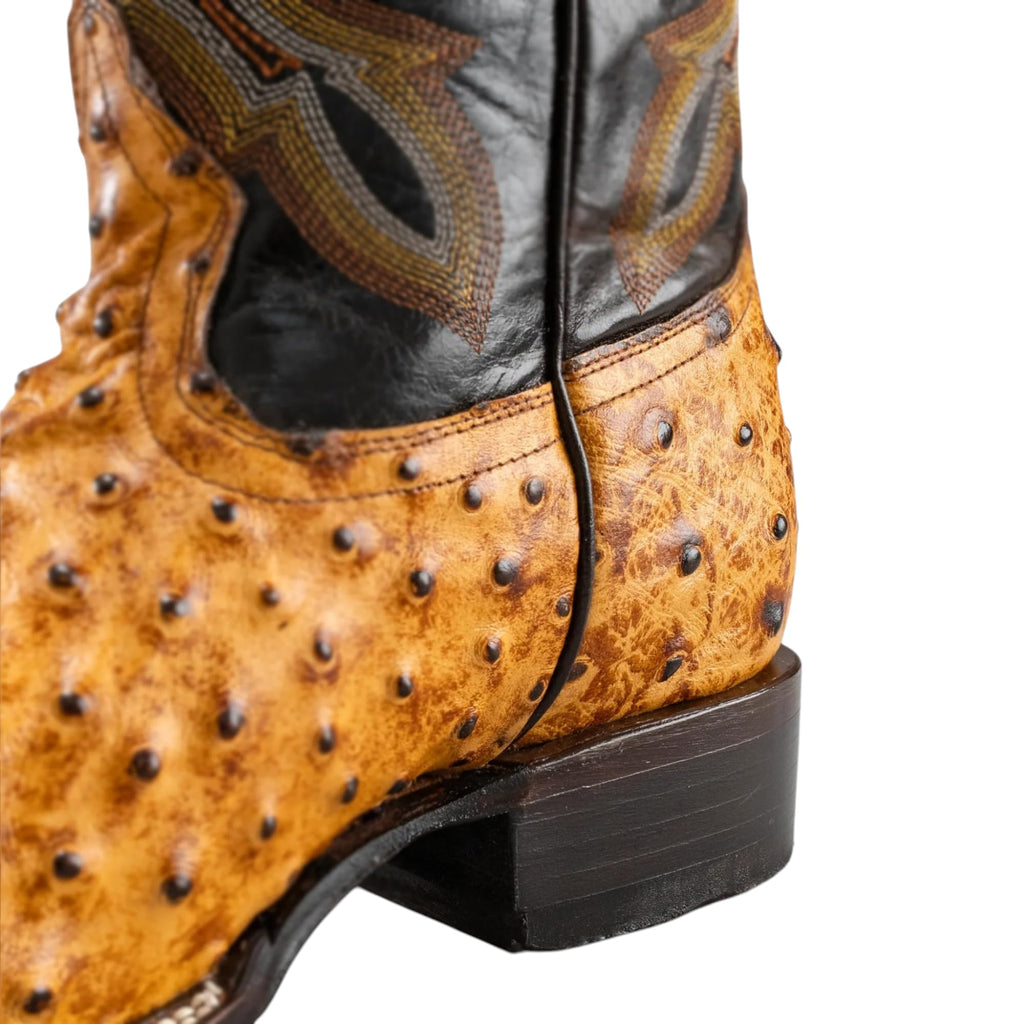 Men’s Genuine Leather Ostrich Print Square Toe Western Boots G61804