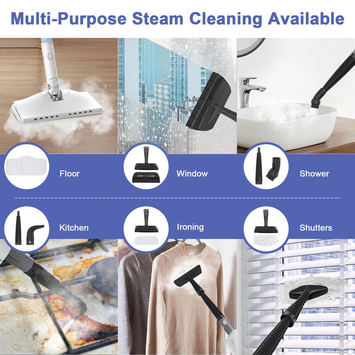 6 in1 Rotated Steam Mop Cleaner with 2 Microfiber Pads X16765