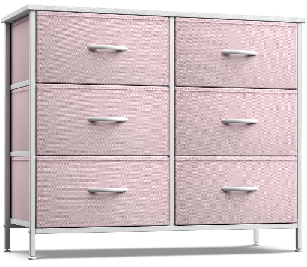 Pink 6 Drawer Fabric Dresser P67936