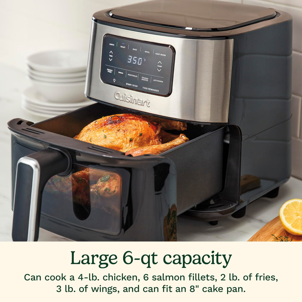6-Quart Air Fryer with 5 Cooking Functions, Stainless Steel & Black Y400