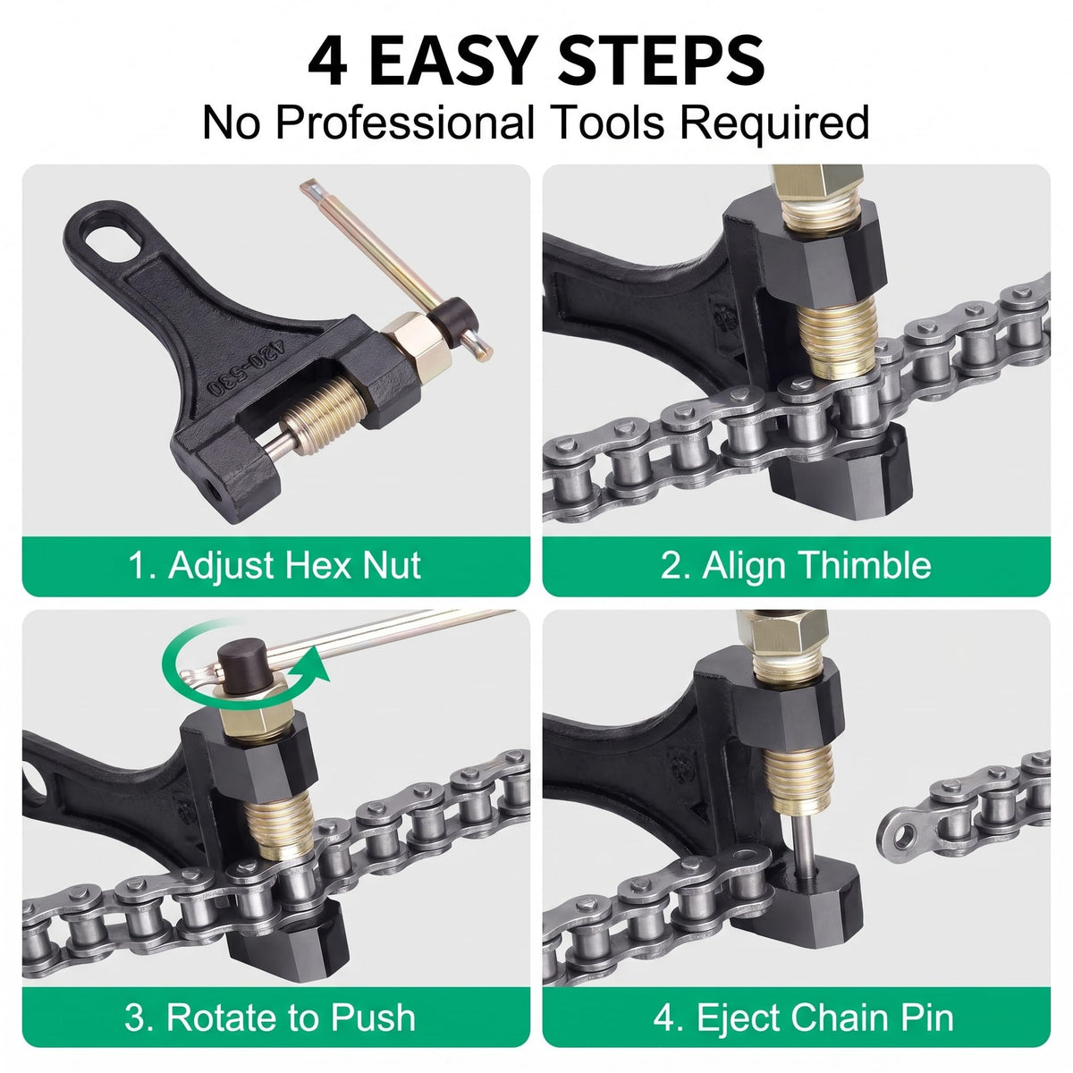 Motorcycle Chain Breaker 420-530 Roller Chain Tool Black X647568