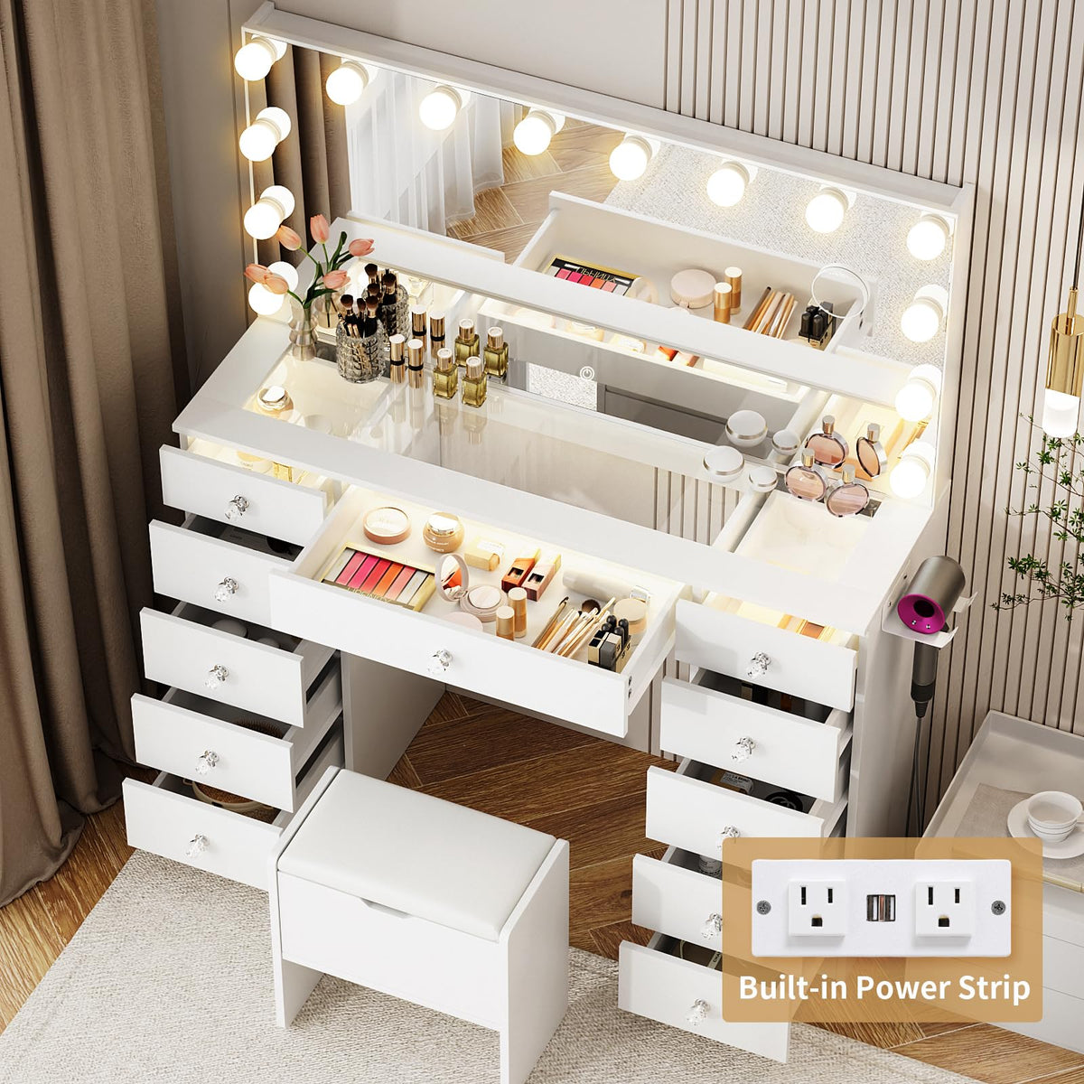 Vanity with Lighted Mirror F8138