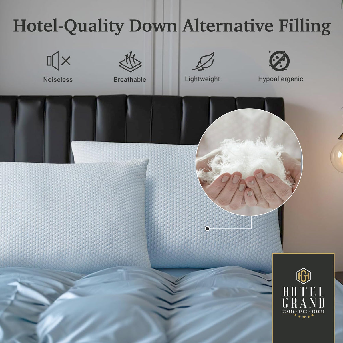Cooling Soft Low-Profile Pillow King Size Set of 2 R675