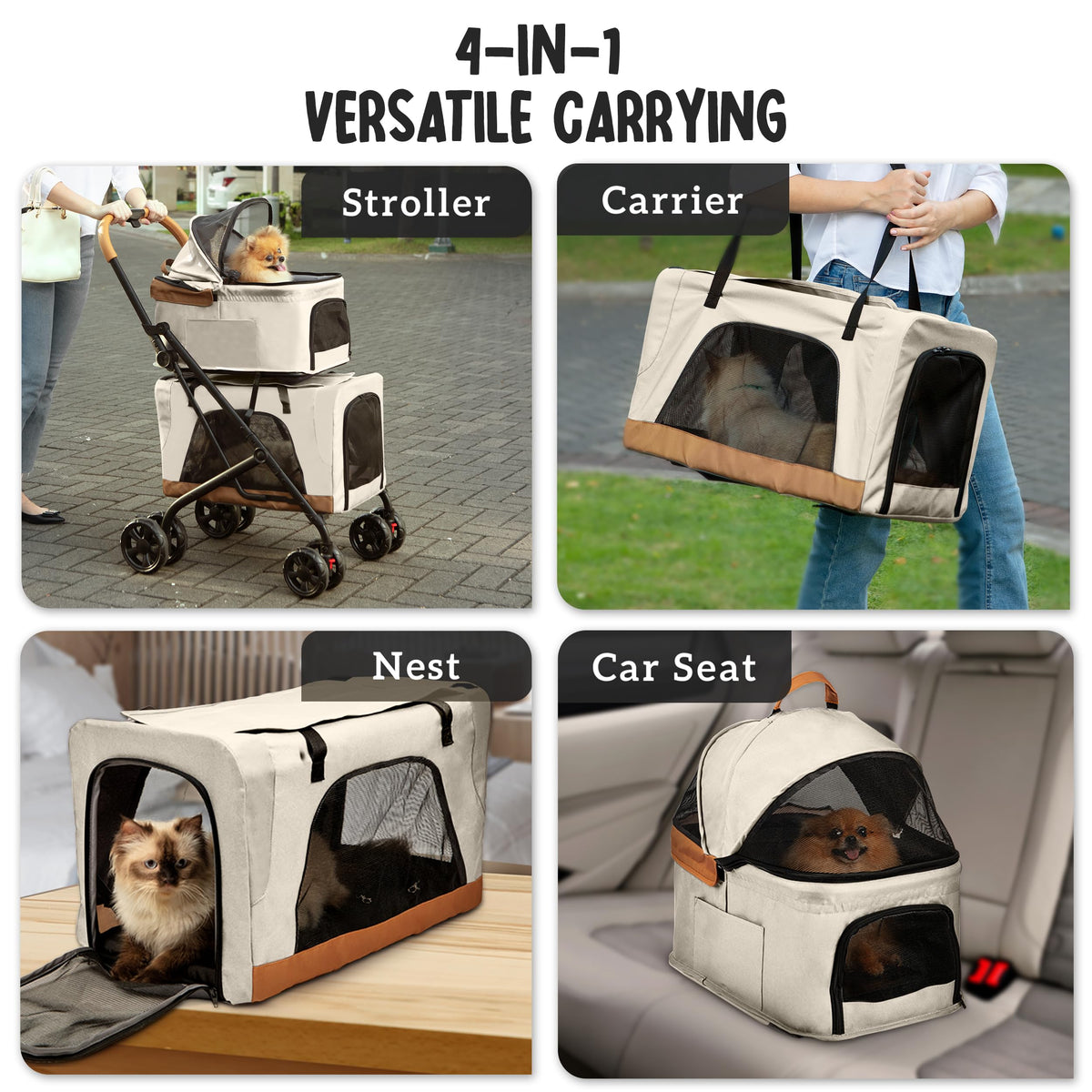 Double Pet Stroller with Detachable Carriers H602