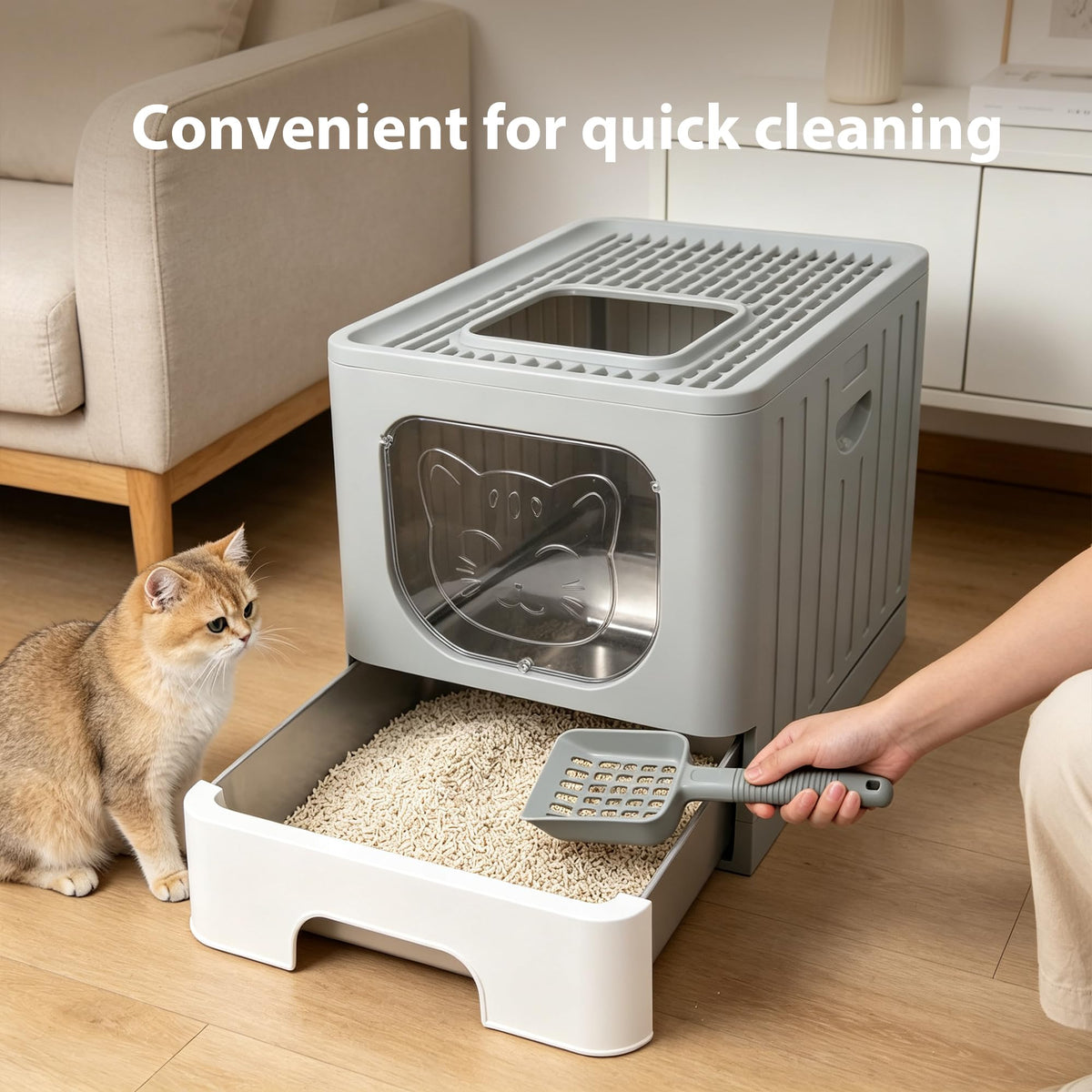 Stainless Steel Cat Litter Box with Lid J3702