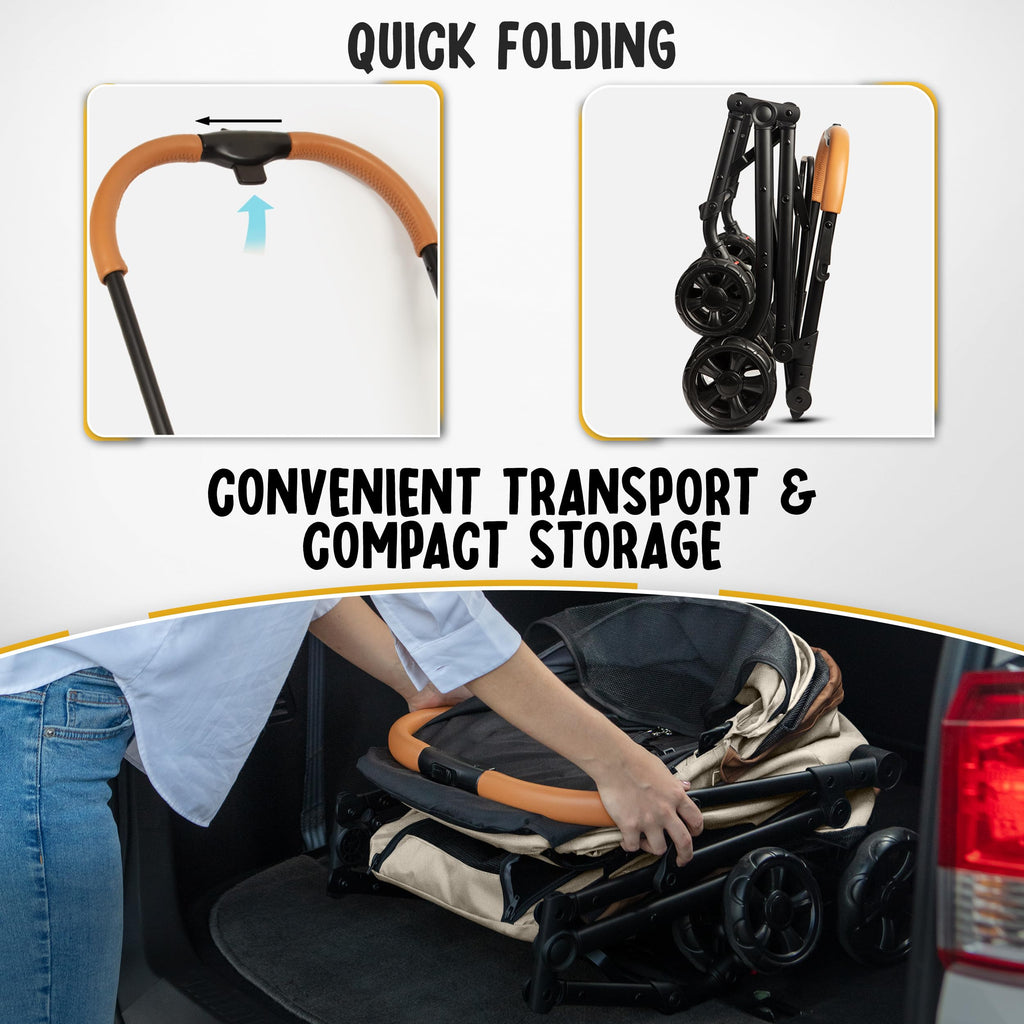 Double Pet Stroller with Detachable Carriers H602
