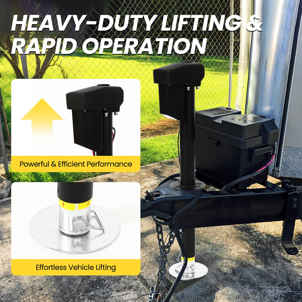 12V Electric Tongue Jack 4000lb A-Frame Heavy Duty Trailer Jack with Drop Foot & LED Light B2139