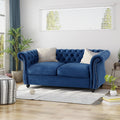 Navy Blue Velvet Loveseat Sofa Y93548