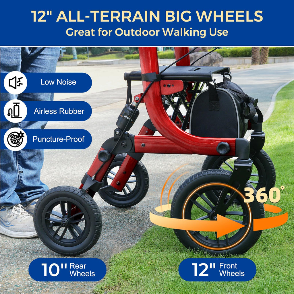 Outdoor Rollator Walkers with 12" Front Wheels Z674