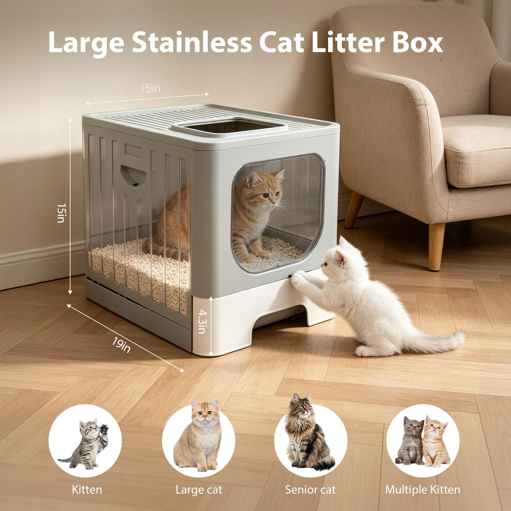 Stainless Steel Cat Litter Box with Lid J3702
