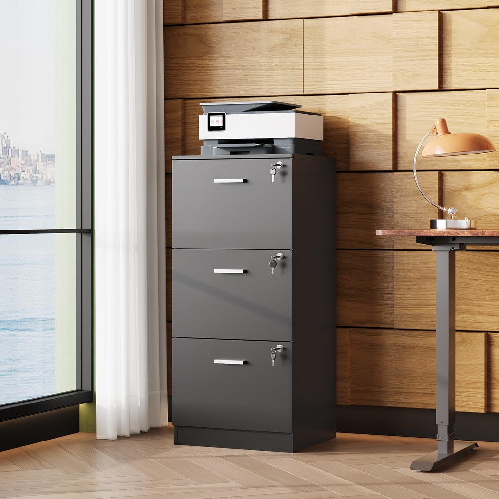 3 Drawer Wood File Cabinet with Lock A72876