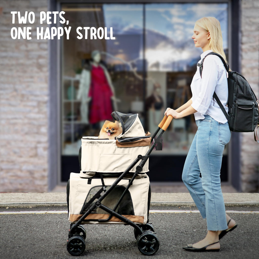 Double Pet Stroller with Detachable Carriers H602