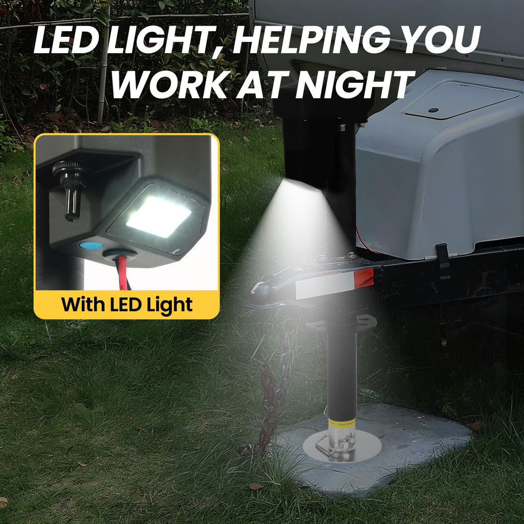 12V Electric Tongue Jack 4000lb A-Frame Heavy Duty Trailer Jack with Drop Foot & LED Light B2139