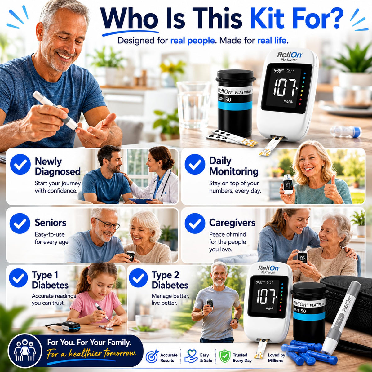 Blood Glucose Monitor Kit with 50 Test Strips T784146