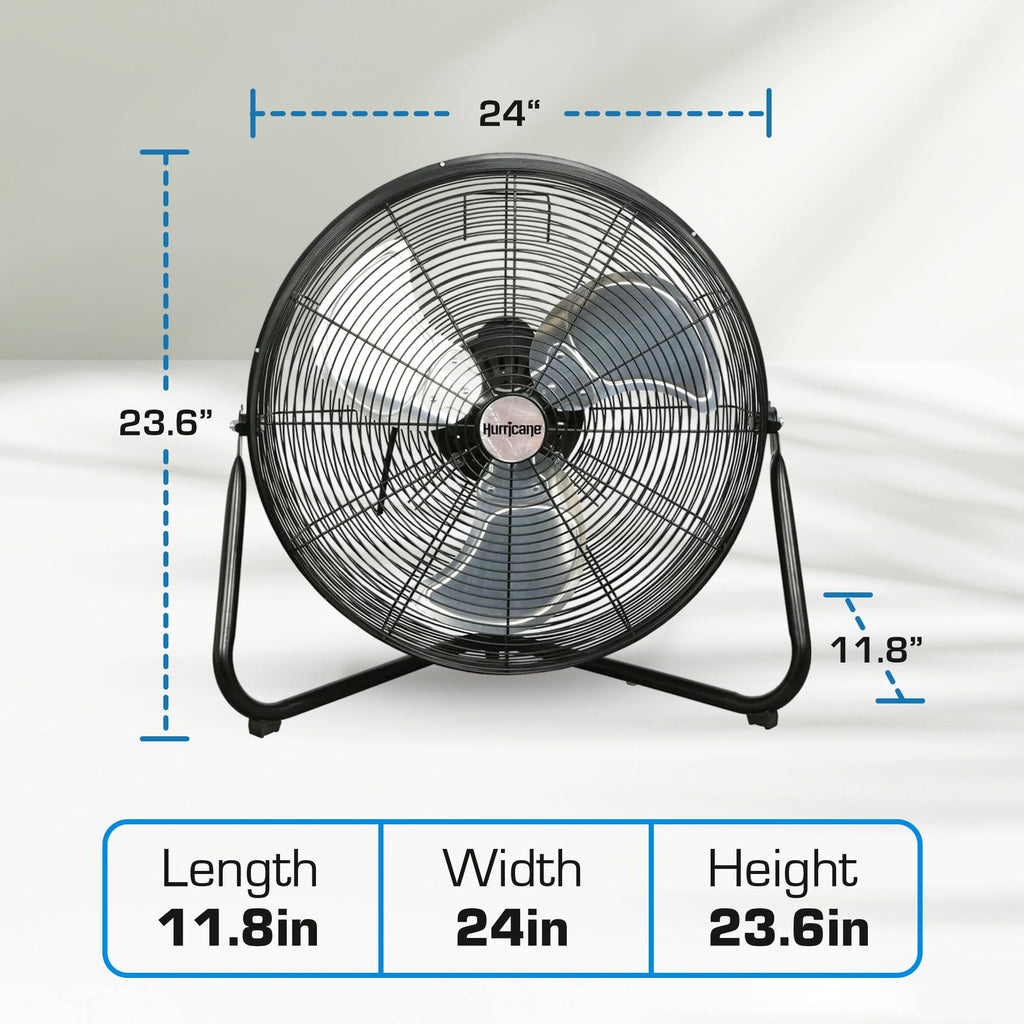 High Velocity Metal Orbital Floor Fan, 3 Speeds, Black, 20in R8577