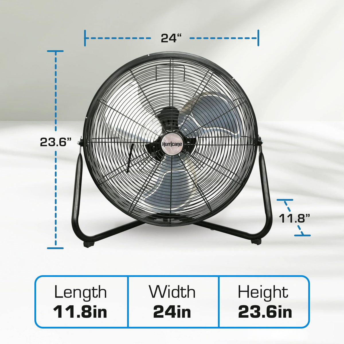 High Velocity Metal Orbital Floor Fan, 3 Speeds, Black, 20in R8577
