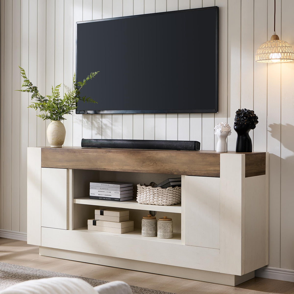 70" Antique White TV Stand G62269