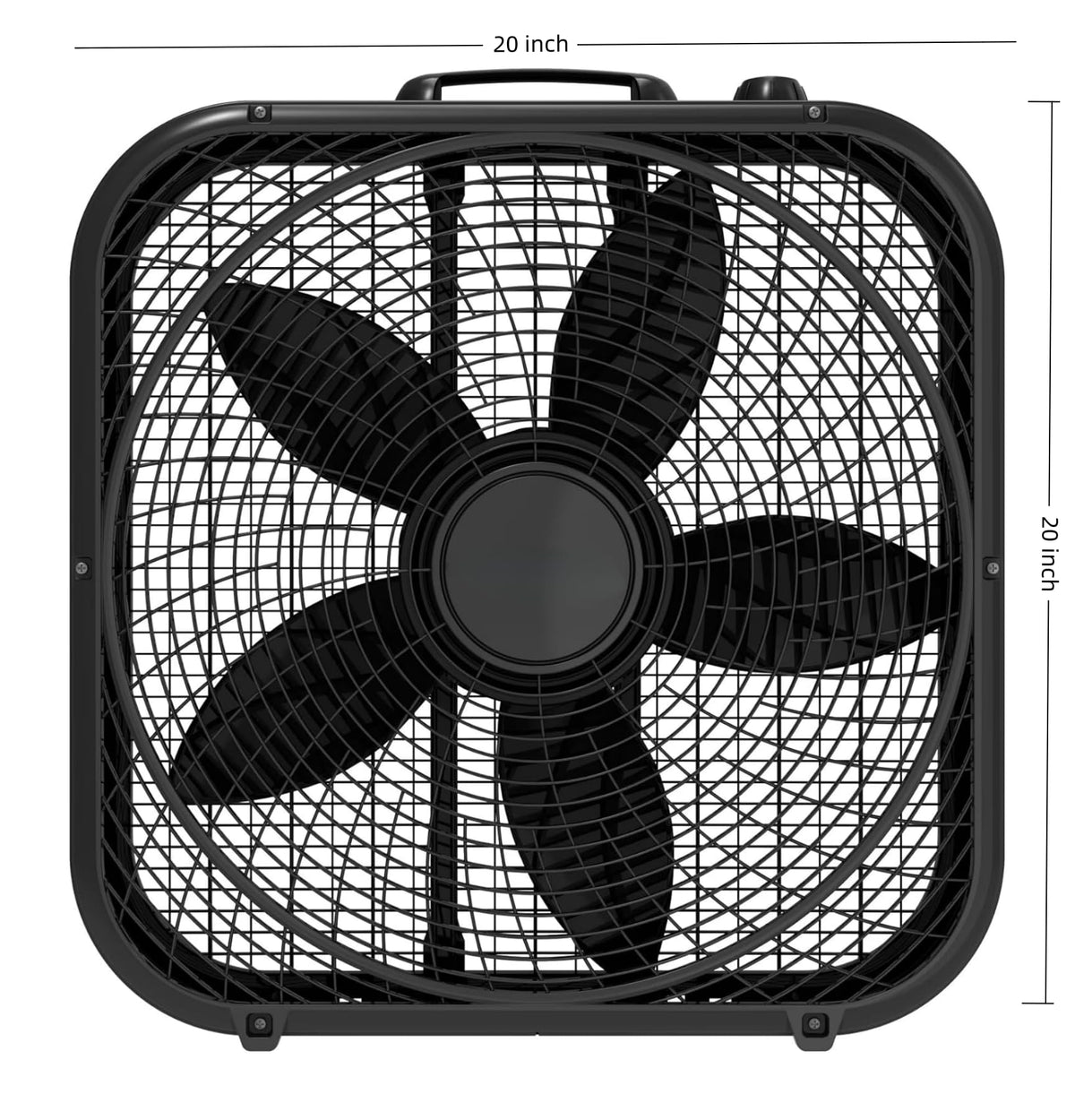 20-Inch Classic Box Fan, Three-Speed, Quiet, Tabletop with Carrying Handle, White F9026
