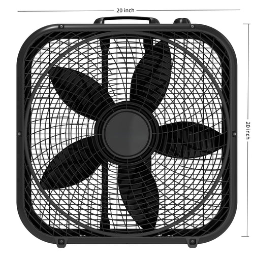 20-Inch Classic Box Fan, Three-Speed, Quiet, Tabletop with Carrying Handle, White F9026