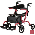 2-in-1 Rollator & Transport Wheelchair with Seat, Red U13484