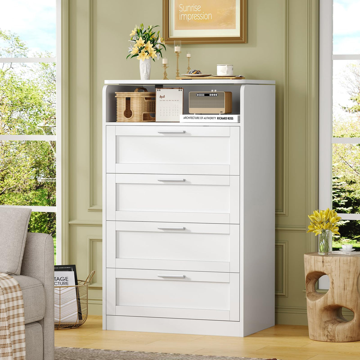 White 4 Drawer Dresser with Mirror L82510