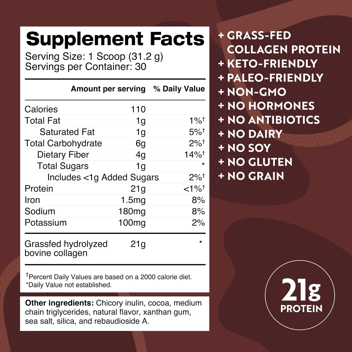 Chocolate Bone Broth Protein Powder 30 Servings B33677