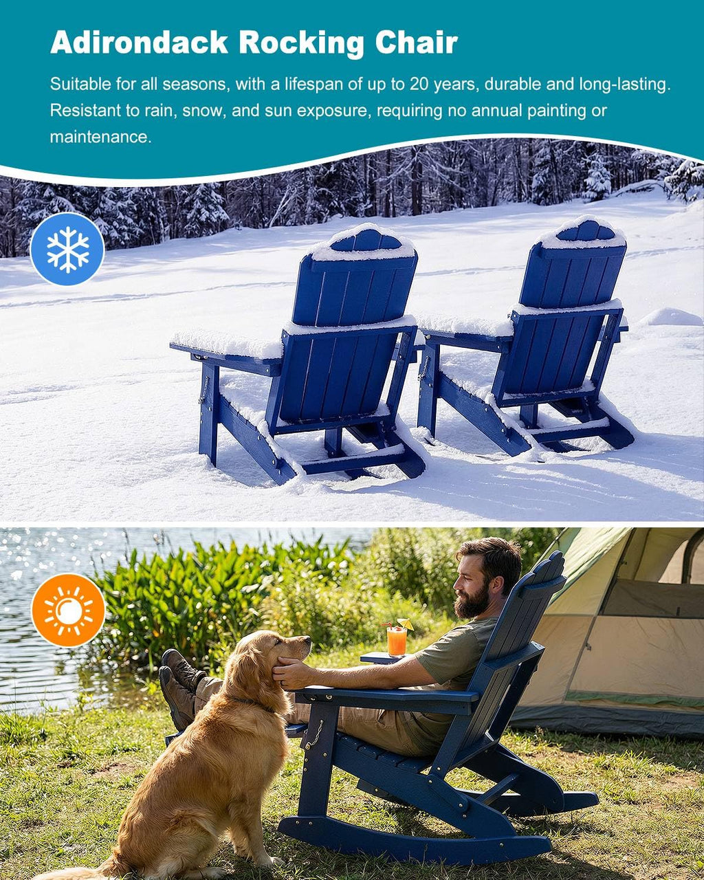 Folding Adirondack Rocking Chair with Ottoman I41555