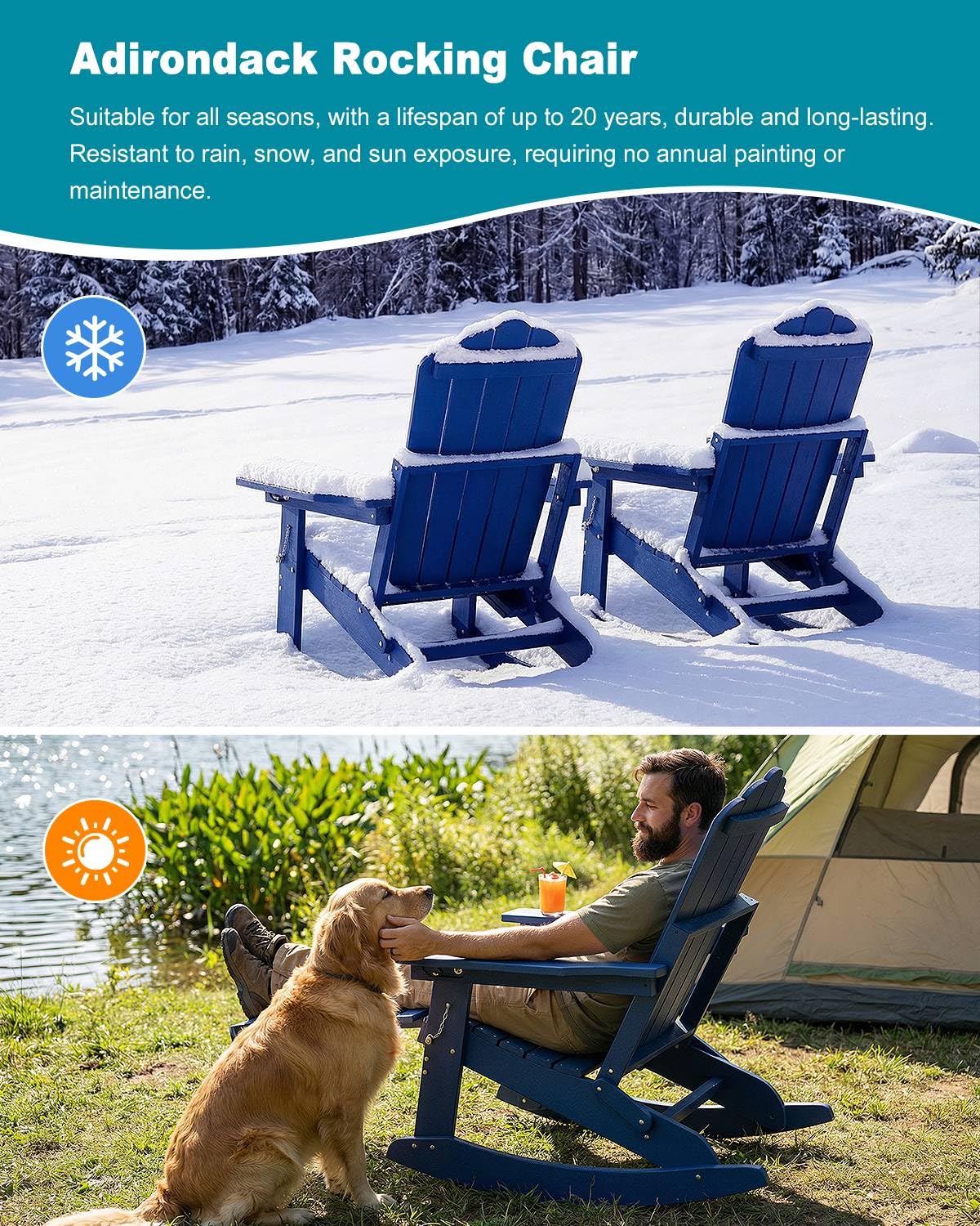 Folding Adirondack Rocking Chair with Ottoman I41555