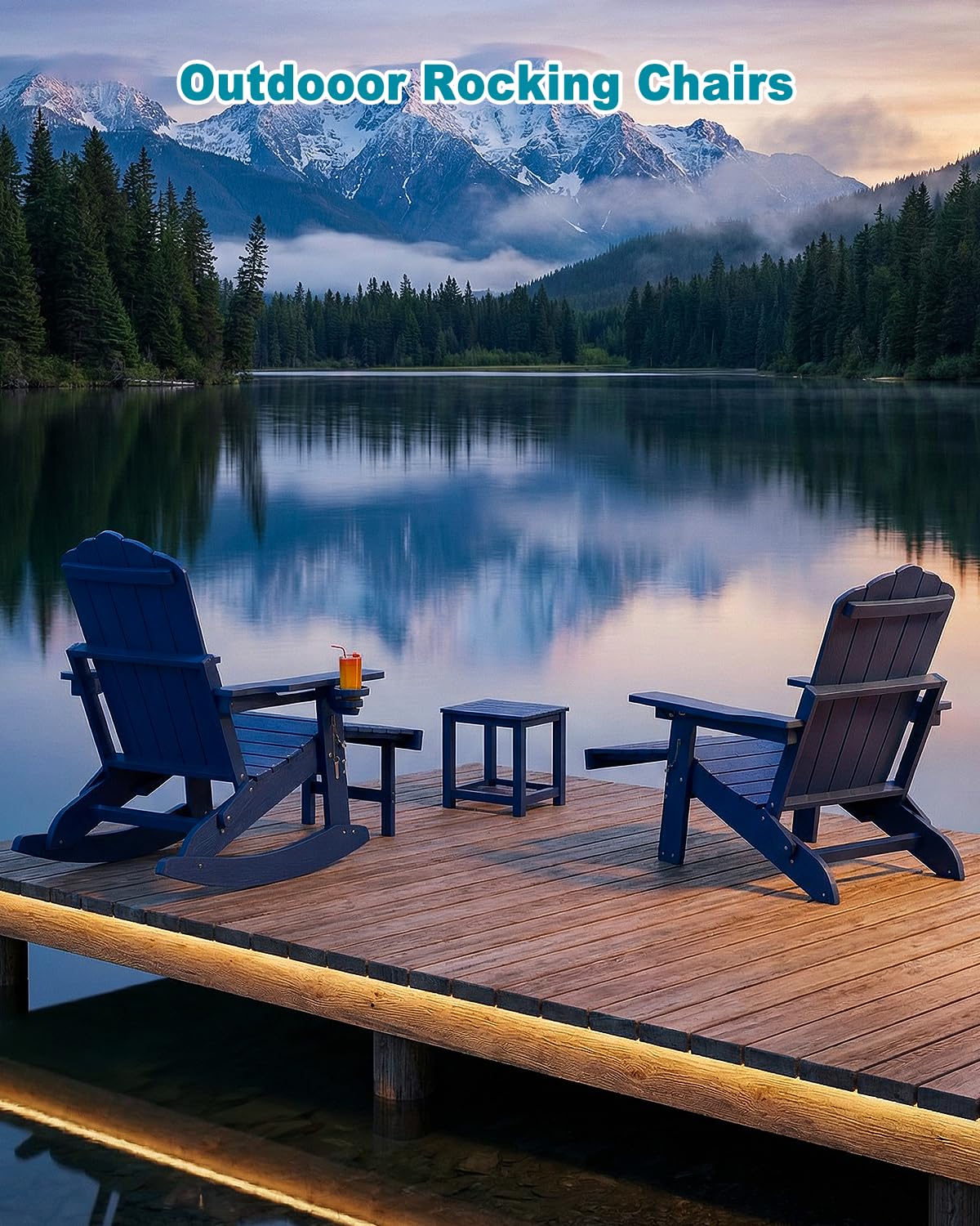 Folding Adirondack Rocking Chair with Ottoman I41555